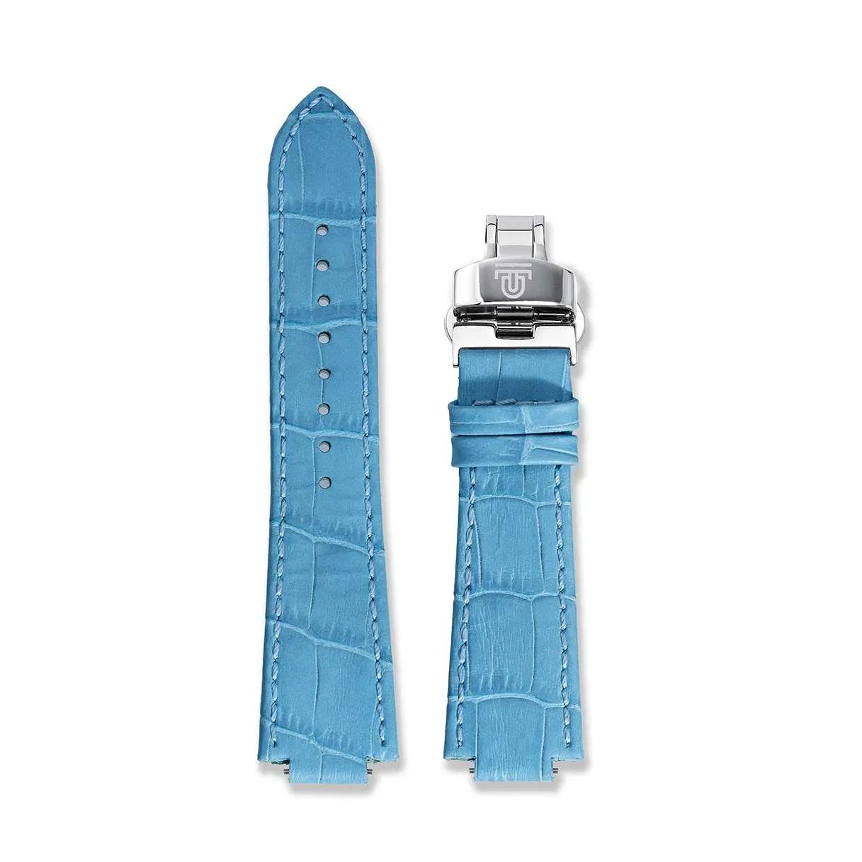 Light blue leather watch strap by Tedoro