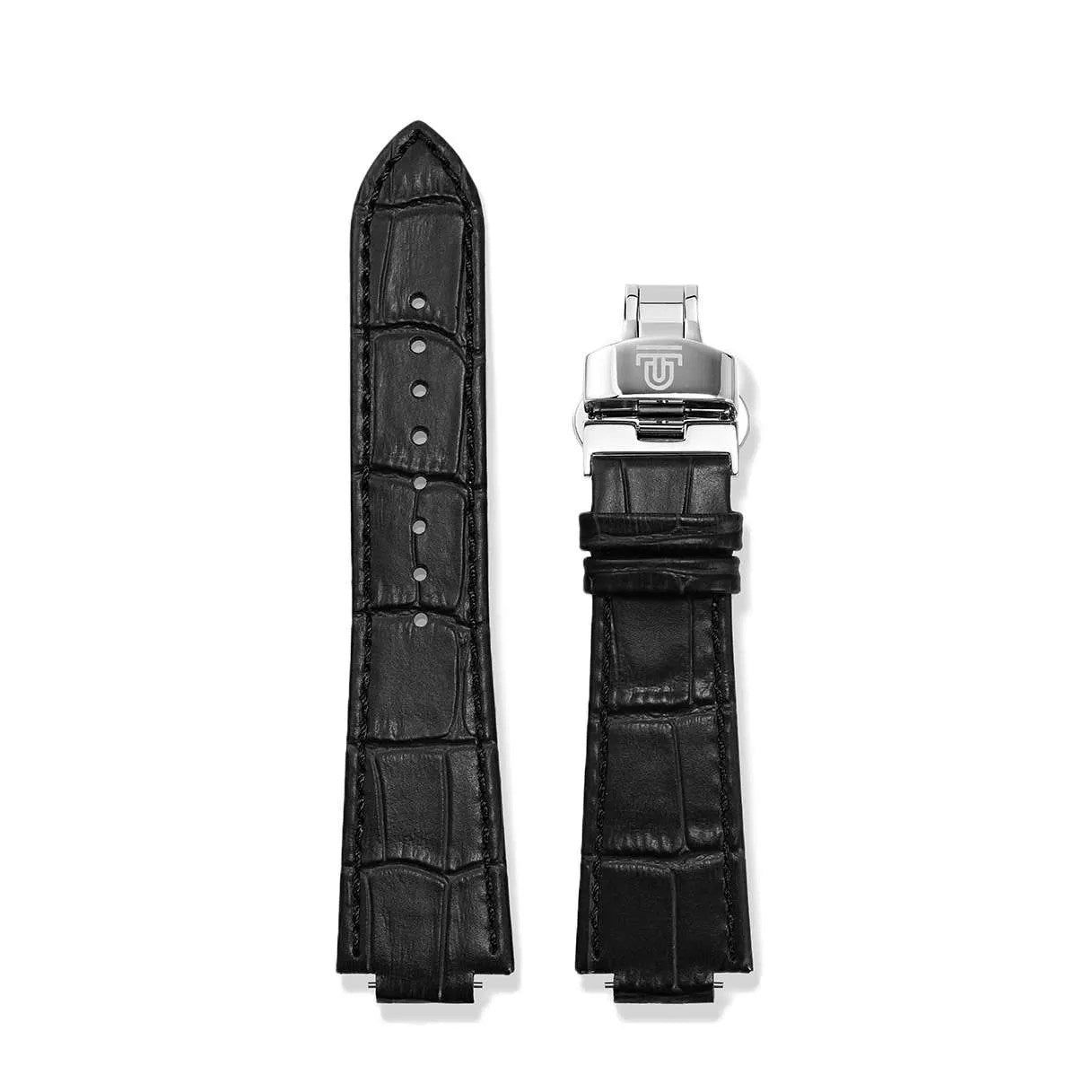 Black leather watch strap by Tedoro